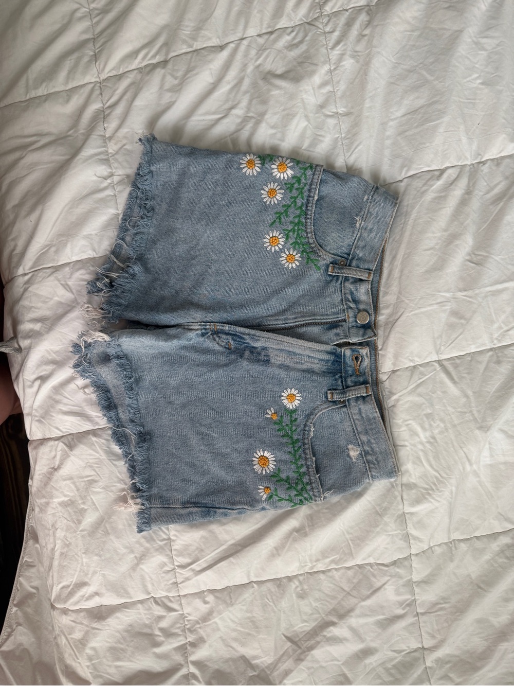 J. Crew Light Blue Denim Shorts with Daisy Embroidery - Picture 2 of 5